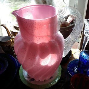 Harrach hand blown pitcher with silver inclusions no flaws